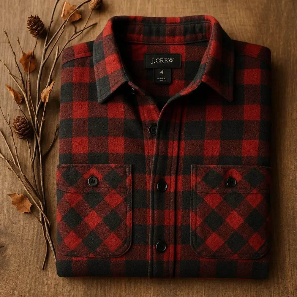 J.Crew Women’s Red Black Check Plaid Flannel Shirt Size 4 Long Sleeve Soft - Picture 12 of 12